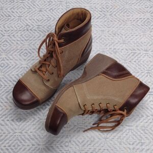 Rocky 4Eur Sole Brown and Tan Canvas And Leather Slip-Resistant Boots